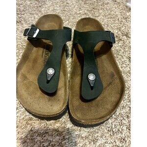 Birkenstock Sandal Womens 40 US 9 Gizeh Patent Leather Cork Comfort Shoes Black